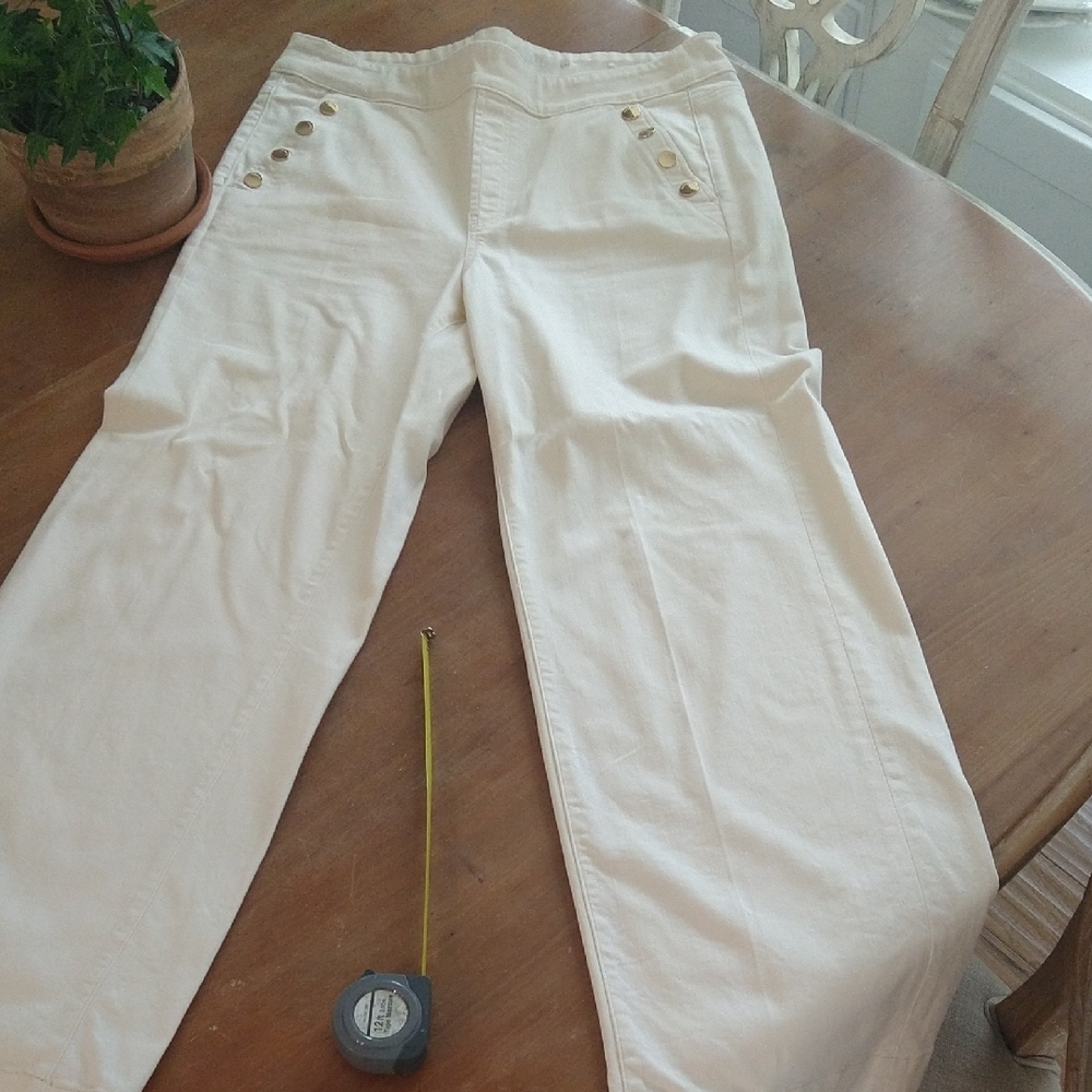 Chico's Cream Wide-Leg Jeans Pull On 2.5